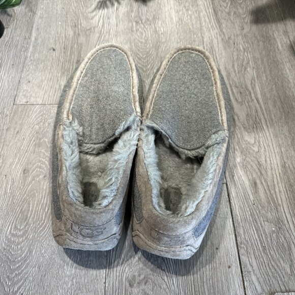 UGG Ascot Men's Gray Suede Wool Lined Slip-On Moccasin Shoes Size 11 - Picture 6 of 7